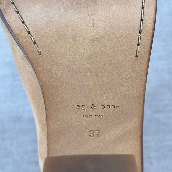 Rag & Bone Wyatt Slingback Heels Camel Tan Nubuck Leather Slip On‎ Womens EU 37 - Picture 9 of 12